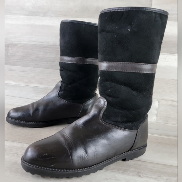 Vintage Blondo Suede, Leather Black, Dark Brown Mid Calf Boots Women's 8B - Picture 7 of 16